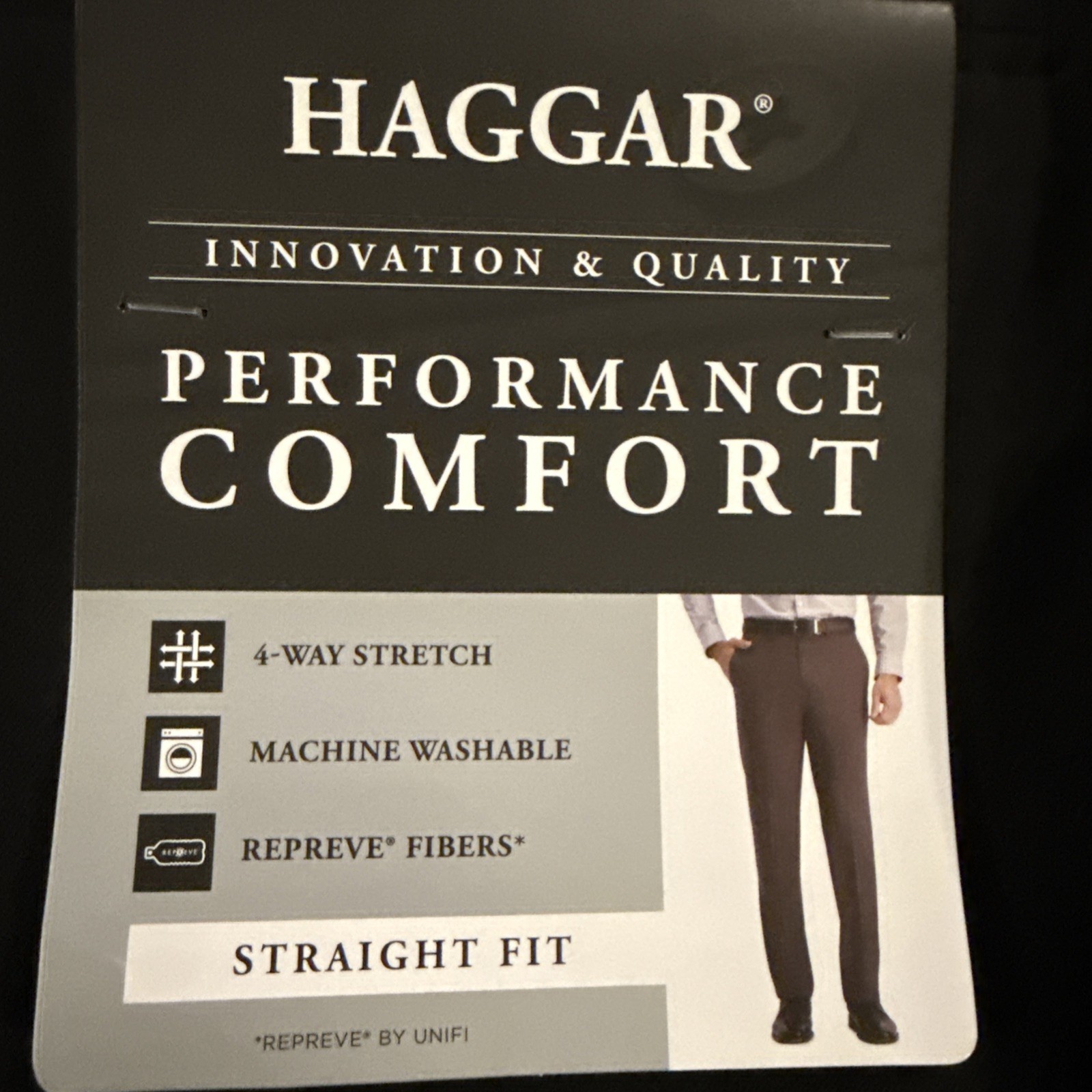 Haggar Men Black Premium Comfort Straight Fit Stretch Dress Pants Size 40X30