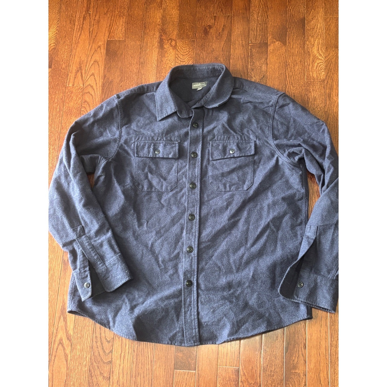 LL Bean Signature Archive 1933 Chamois Cloth Shirt Mens XL Slim Fit Navy Blue