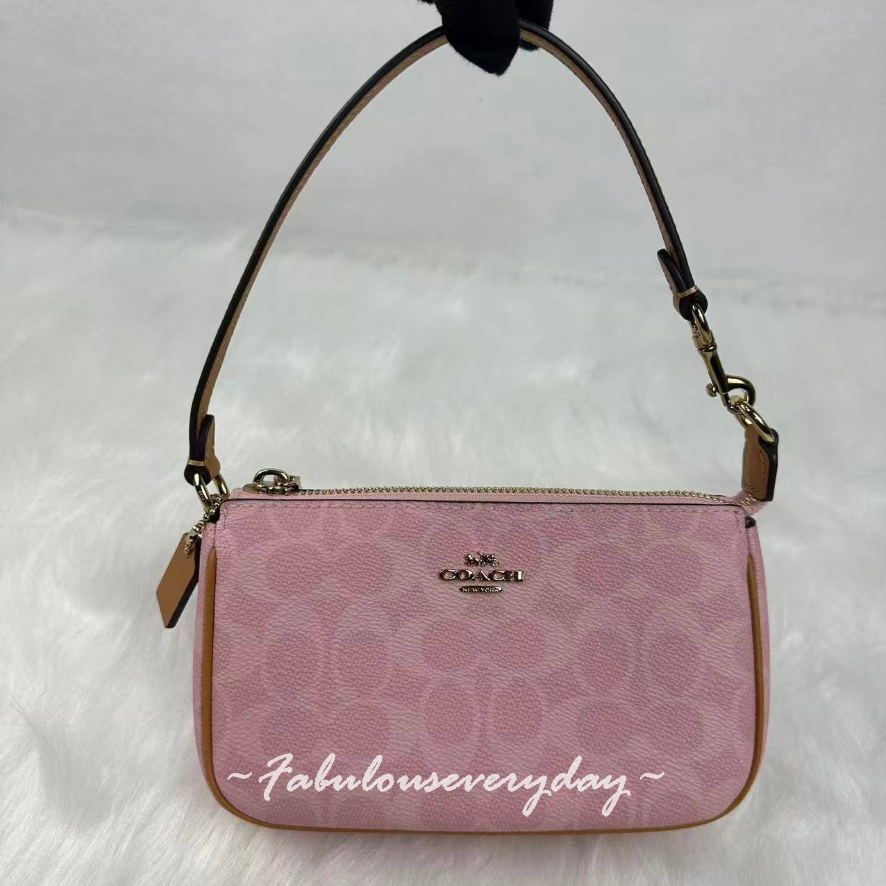 Coach Nolita 19 In Signature Canvas with Charm Gold/Powder Pink CDW31 NWT