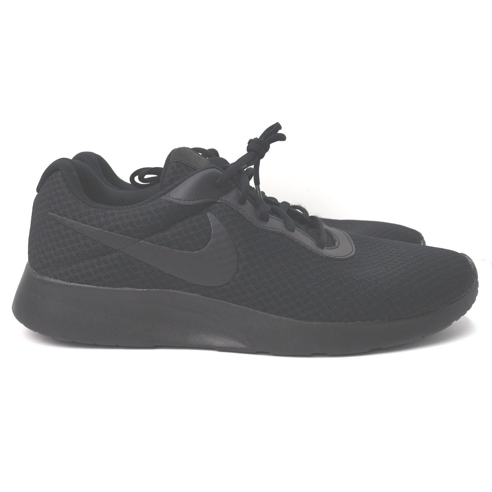 Nike Tanjun Mens Triple Black Mesh Running Shoes Low Top Sneakers Size 13
