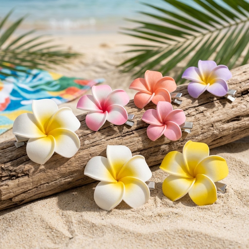 28Pack Plumeria Flower Hair Clips Assorted Color Hawaiian Style Hair Accessories