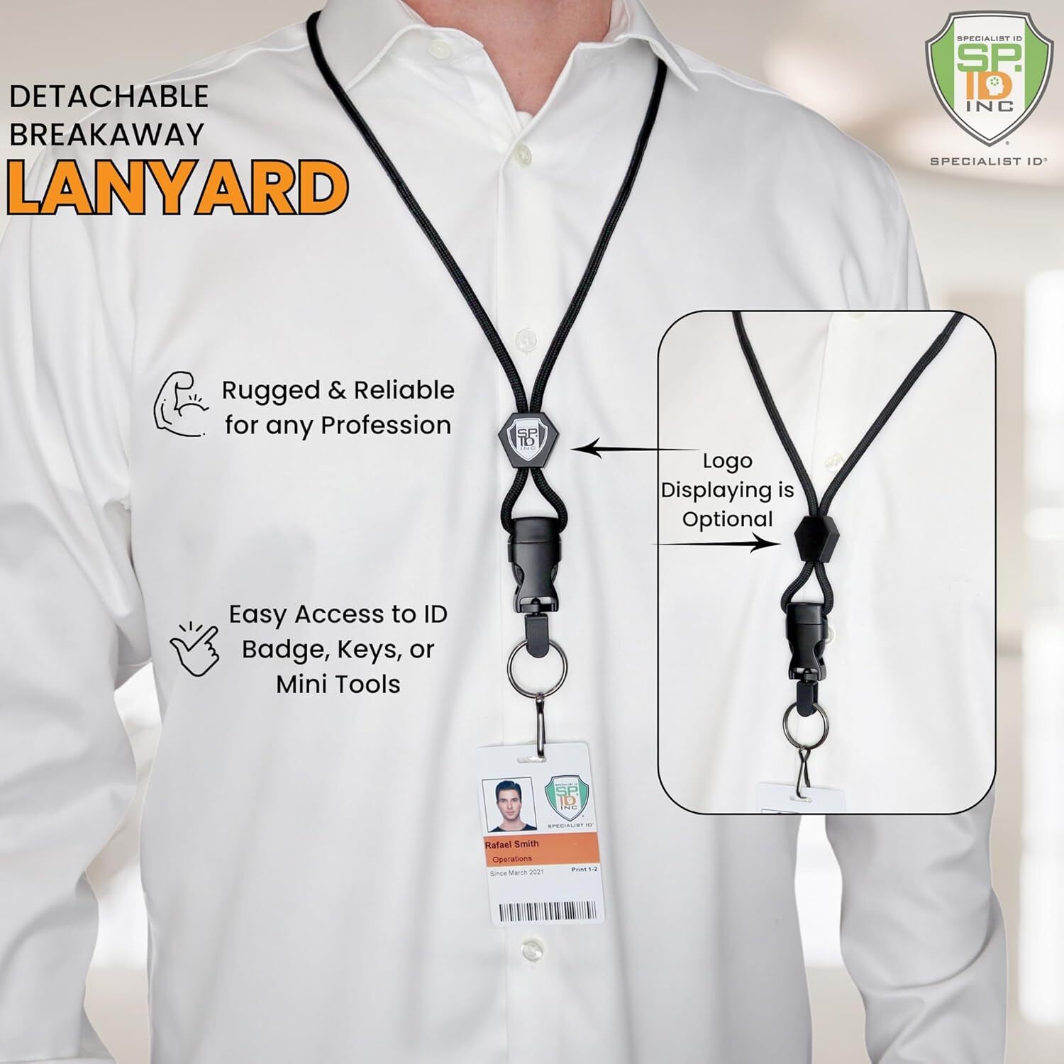 2 Pack – Heavy Duty Breakaway Lanyard For ID Cards & Keys – Detachable Buckle
