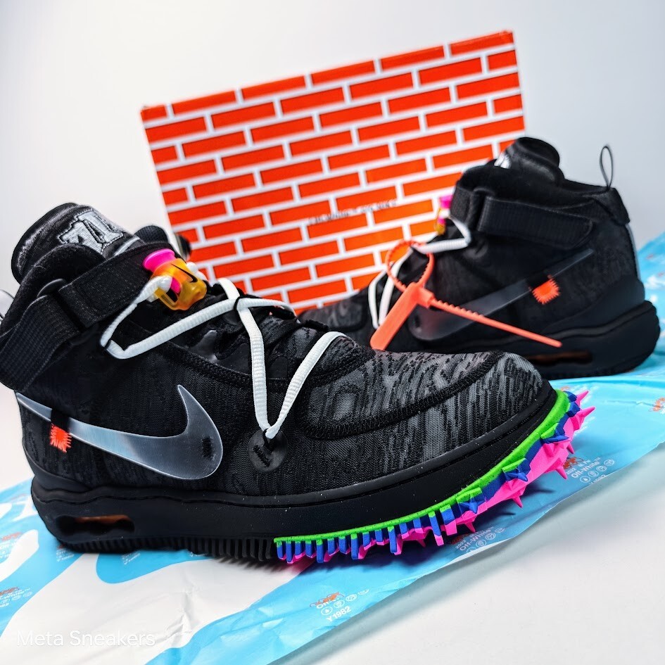 Nike Off White US 13 Mens Black Pink Street Retro Air Force 1 Mid DO6290 001 New