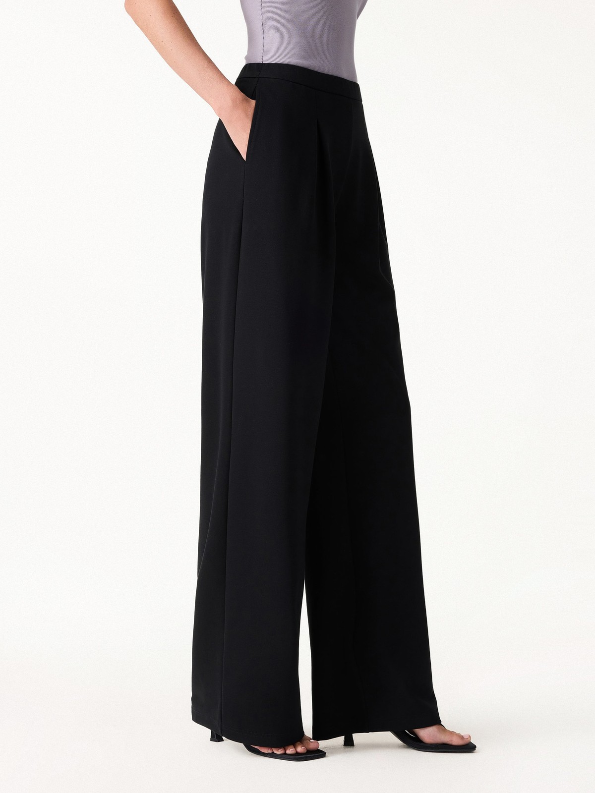 OGL Wrinkle Resistant Wide Leg Pleated Pants with Pockets