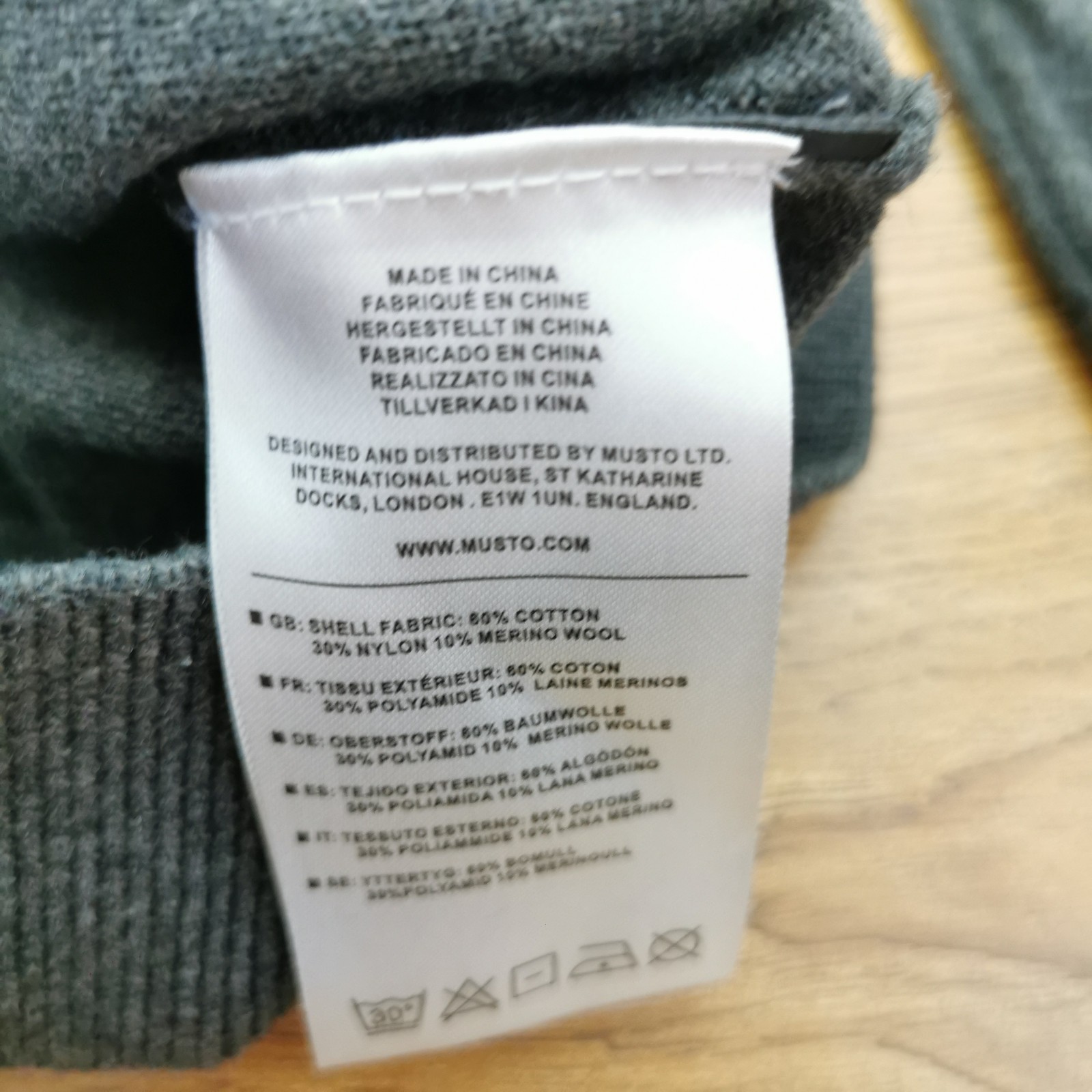 Musto Jumper Mens S Small Grey V Neck Cotton Nylon Merino Wool Yachting