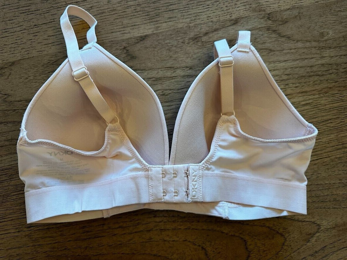 DKNY Pale Pink Logo MEDIUM Lightly Lined Bralette Bra Adjustable NWOT!