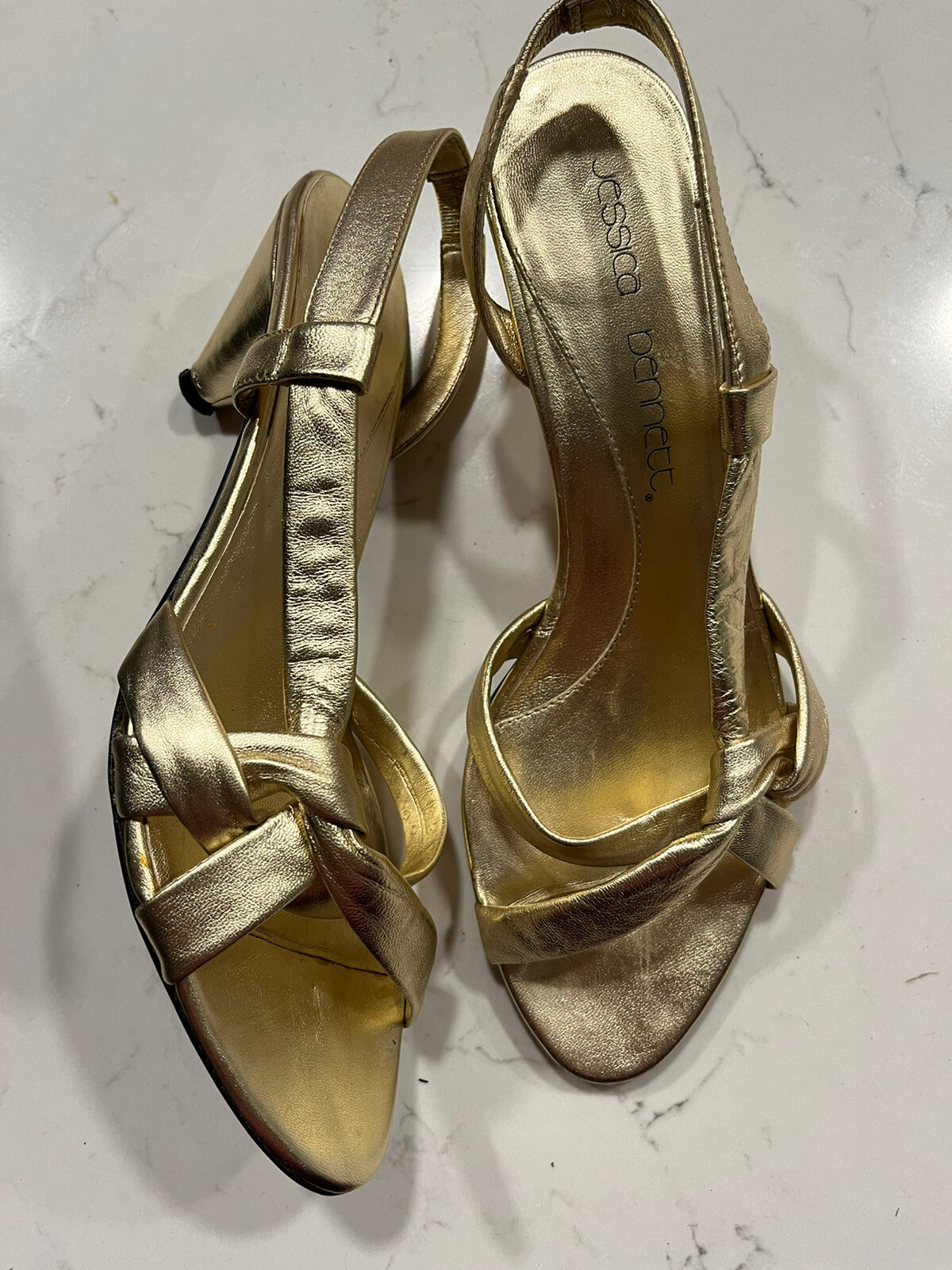 Jessica Bennett New Womens Gold Leather Sandal Size 9M