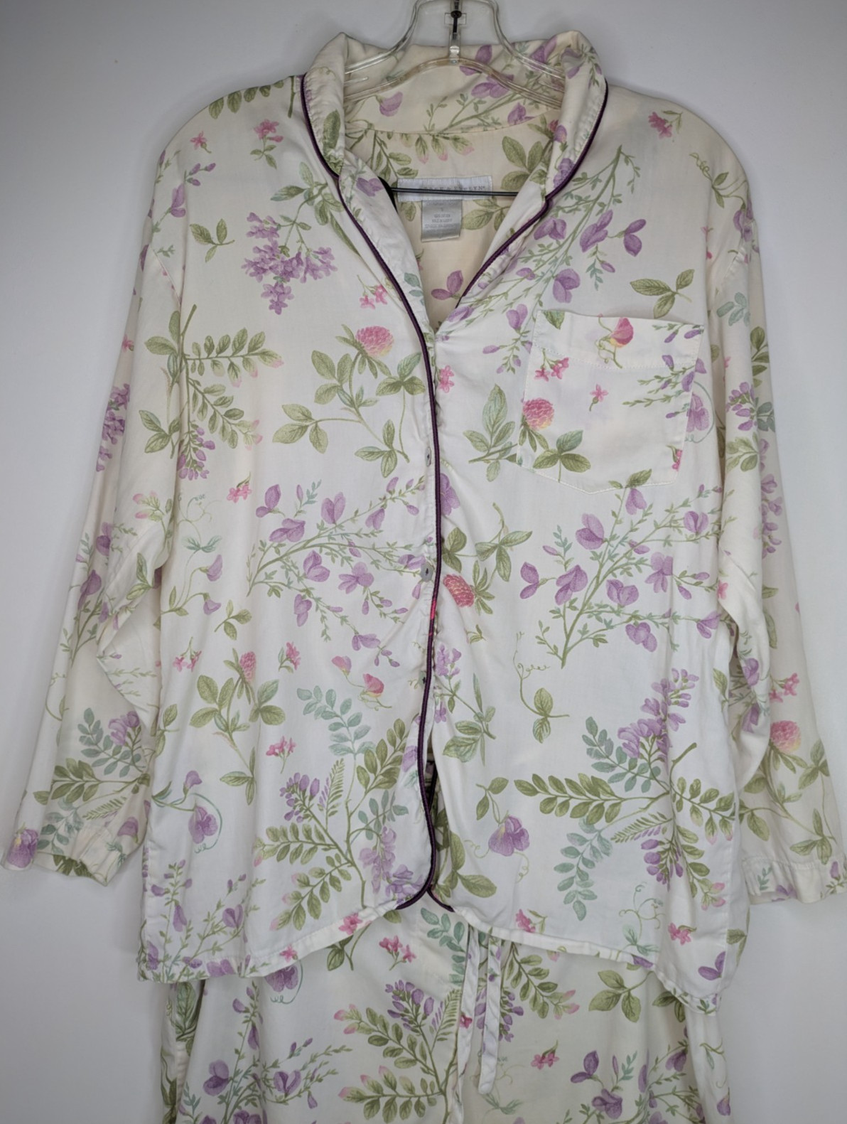Crabtree Evelyn Pajamas Set Cotton Floral Turkiye Cream Vintage Pocket S Women’s