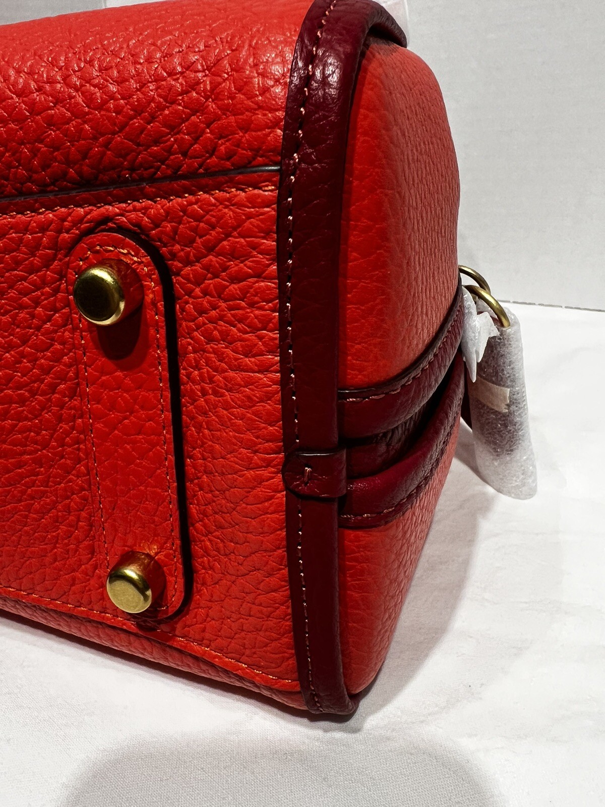 New Coach Lori Shoulder Bag Leather Colorblock Brass/Red Orange Multi C6627