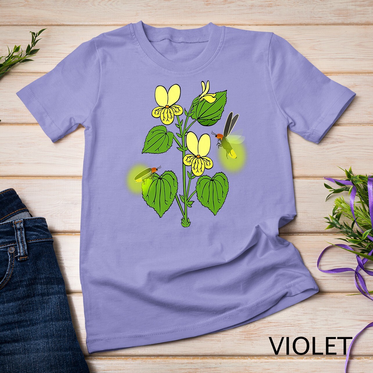 Lightning Bugs and Flowers Bugs Insects Entomology Beetle Premium Unisex T-shirt