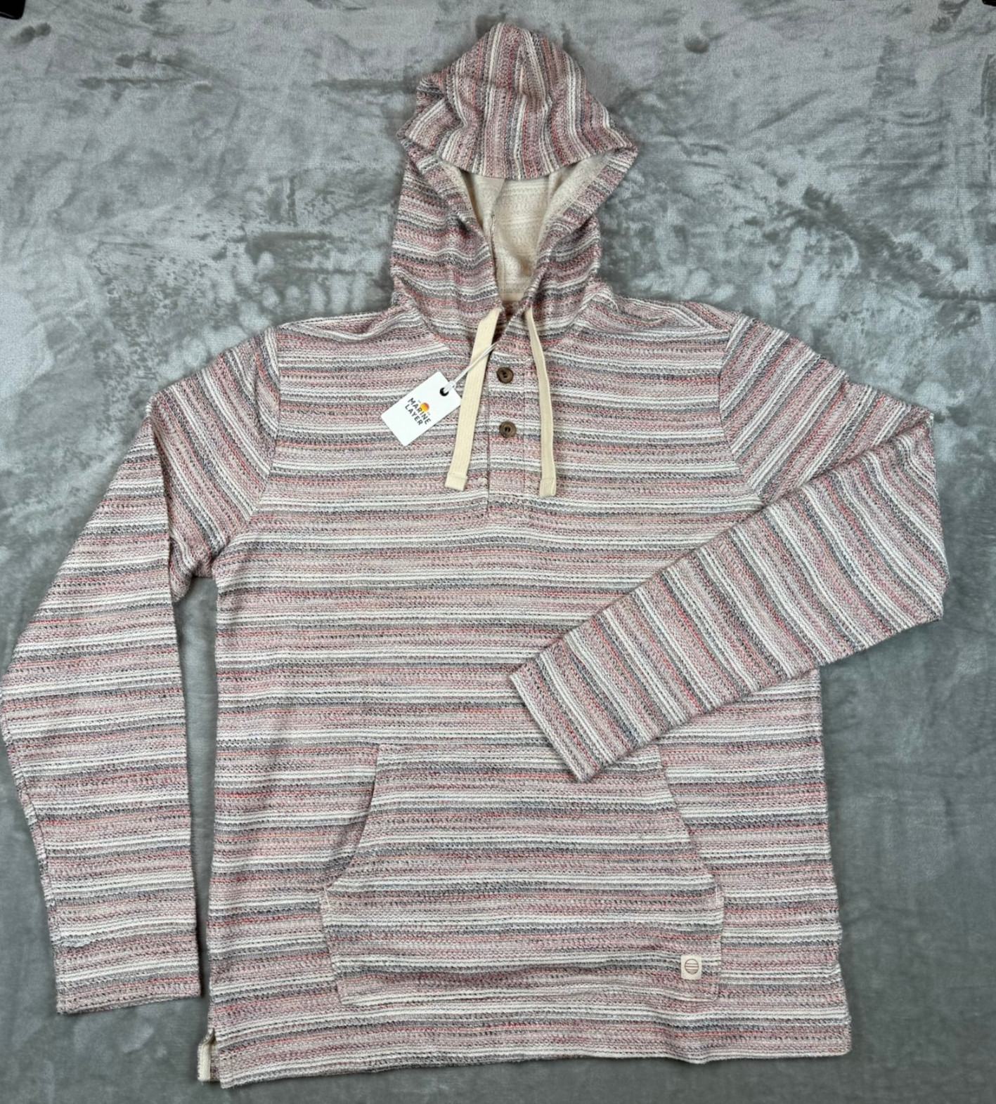 Marine Layer Moonstone Beach Hoodie Mens Small Multi Stripe Drawstring $108 NWT