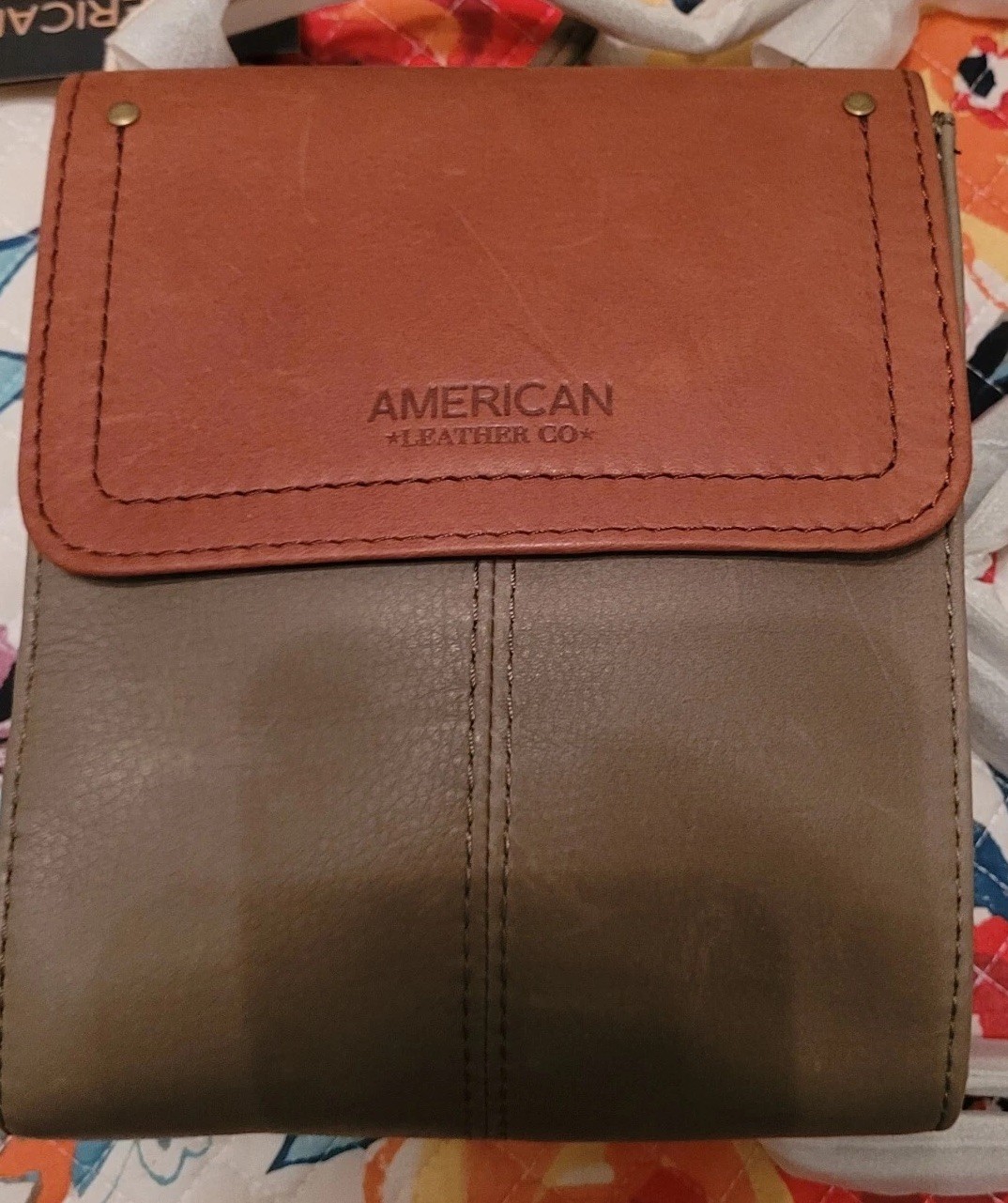 American Leather Leather Crossbody Kansas Green/Brown Handbag New