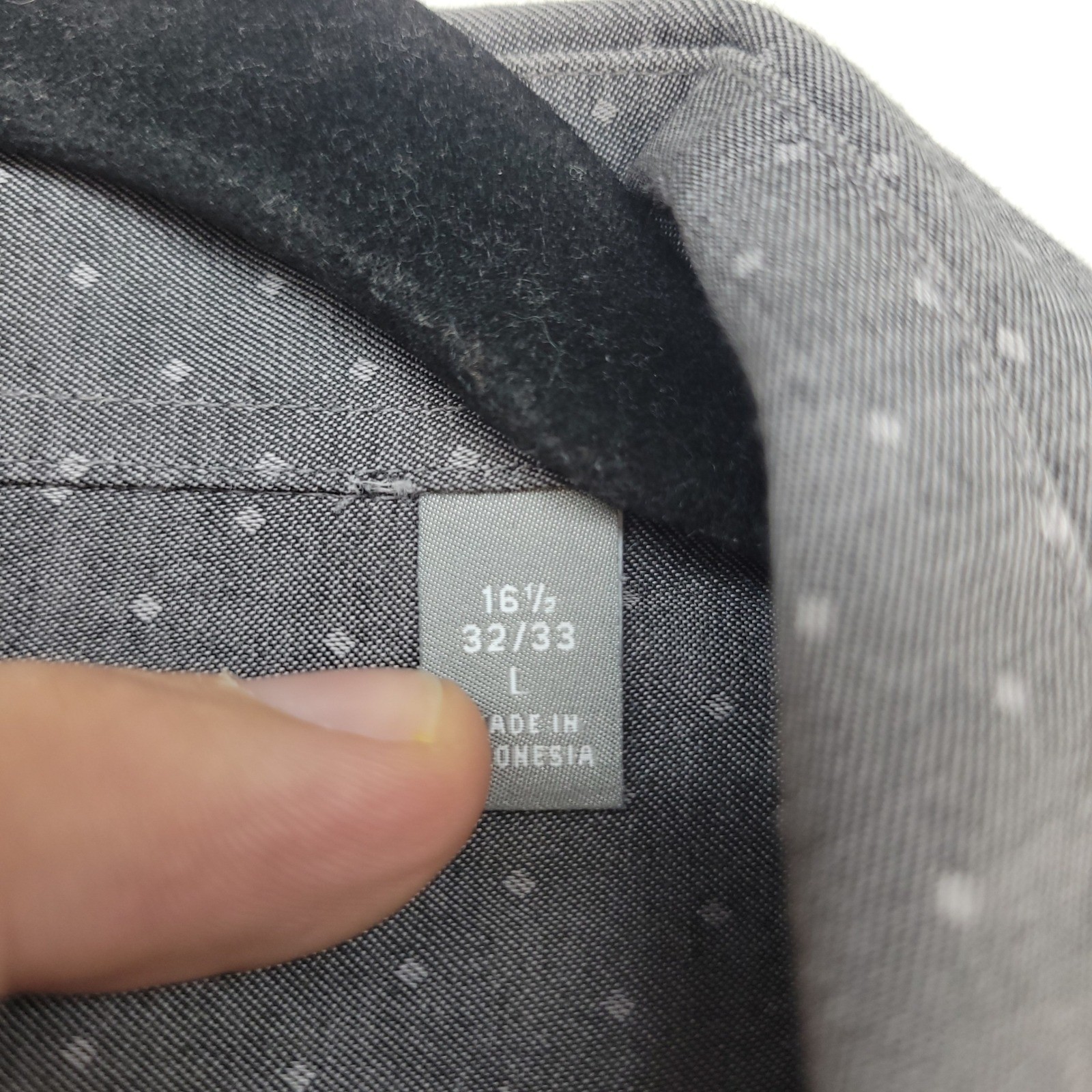 Michael Kors Button Down Shirt Mens L 16.5/32-33 Gray Slim Fit Diamond Print
