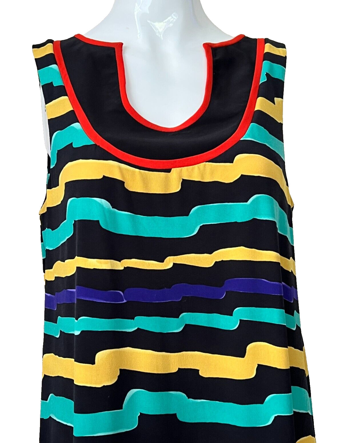 Leona Edmiston Ruby Dress Size 3 | 14 Black Yellow Green Blue Red Stripe Party