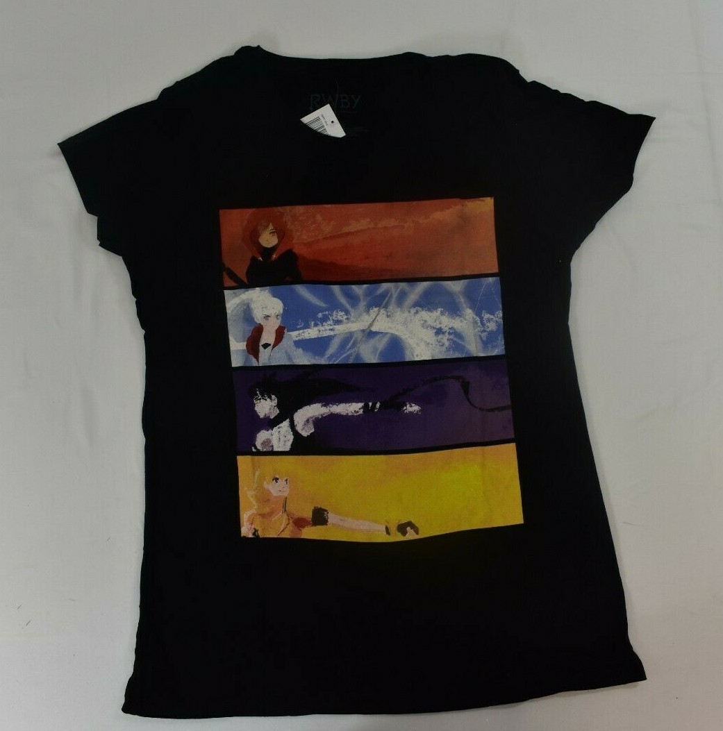 RWBY Juniors Character Panels Design Black Tee Shirt New S, M, L, XL