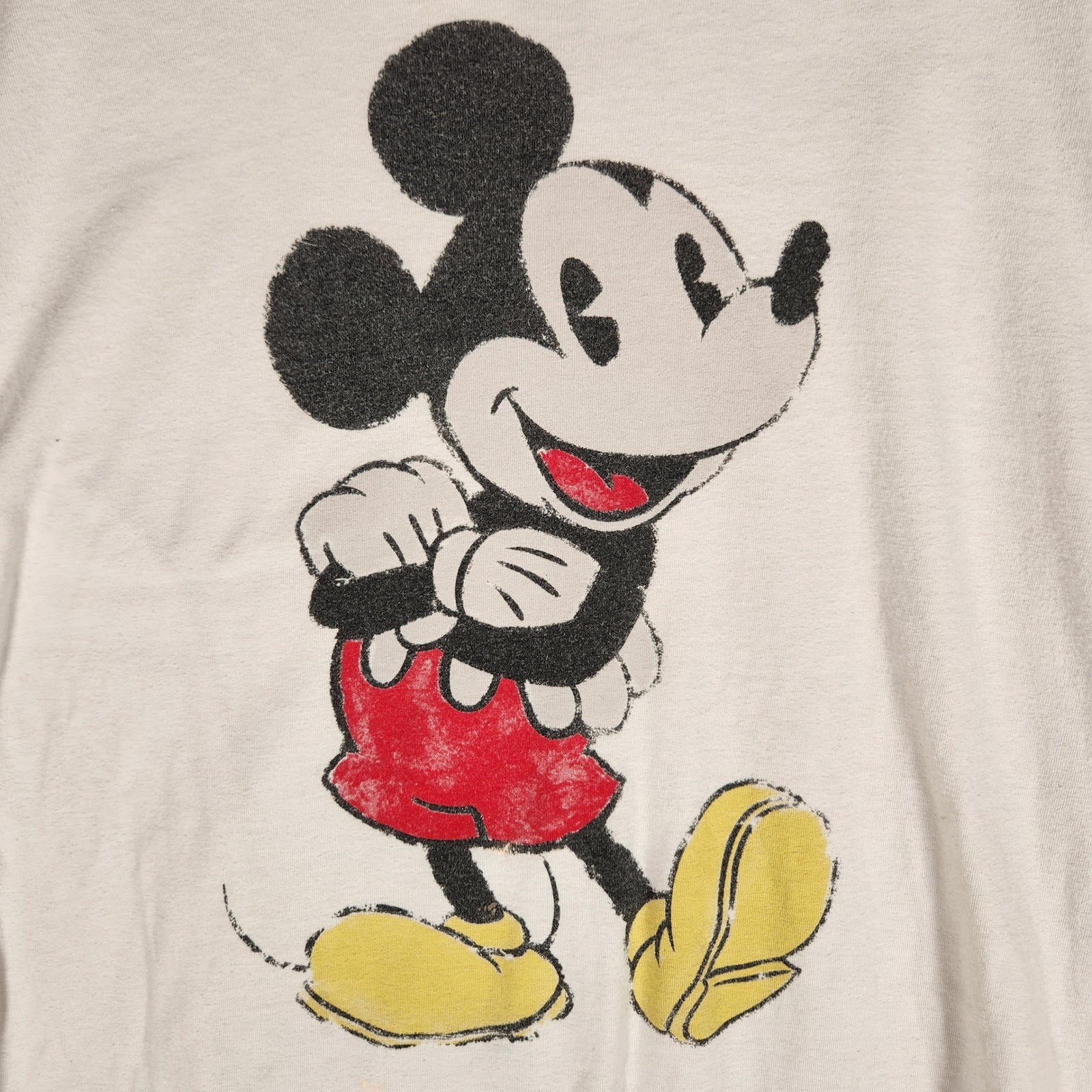 Disney Mickey Mouse Graphic T-Shirt Mens Size M White Excellent Ringer Tee
