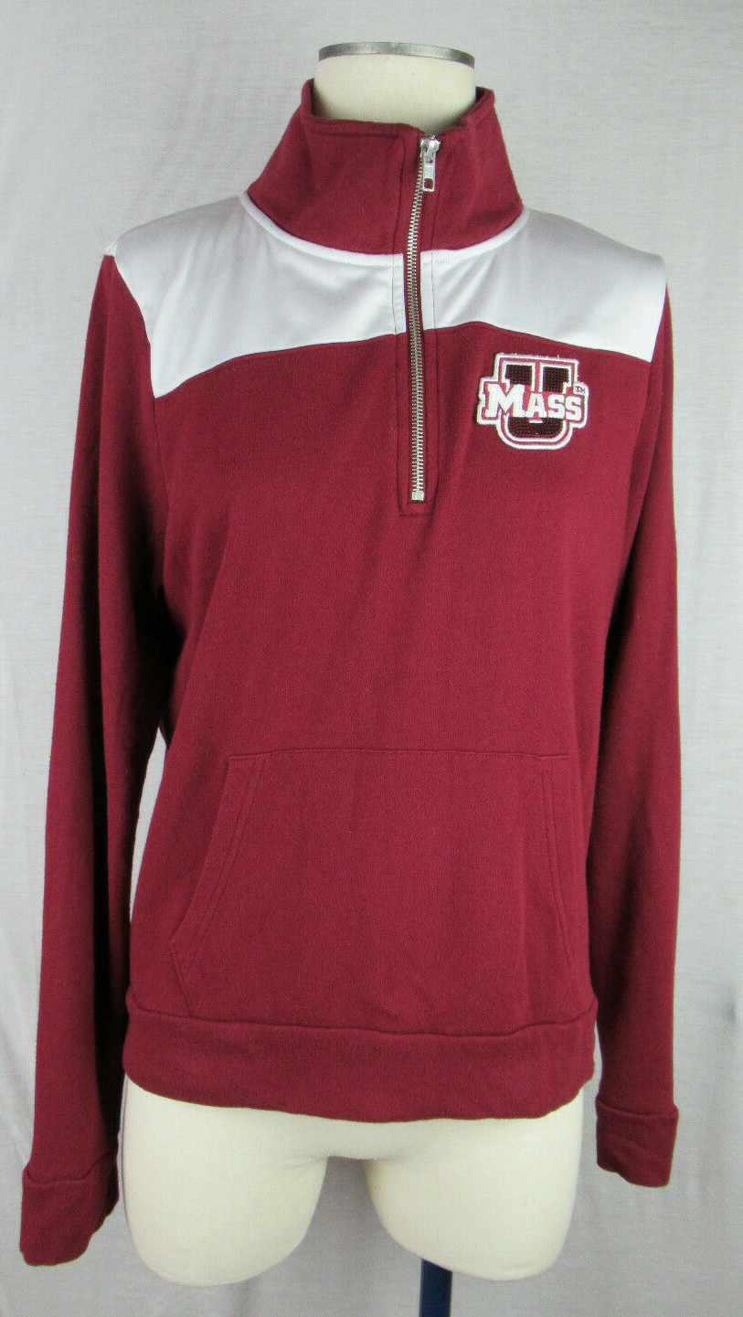 VS Victorias Secret Pink UMass College Bling Sweatshirt Half Zip M Medium EUC