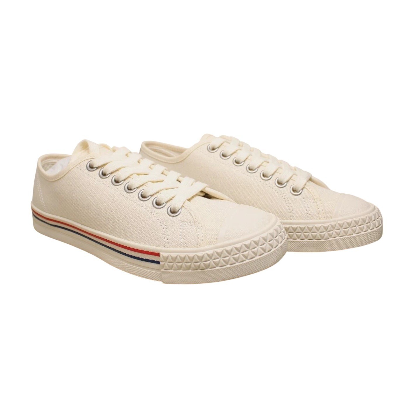 Hood Rubber Company Canvas Low Top Sneakers Cream Red Blue Stripes Mens 9 New