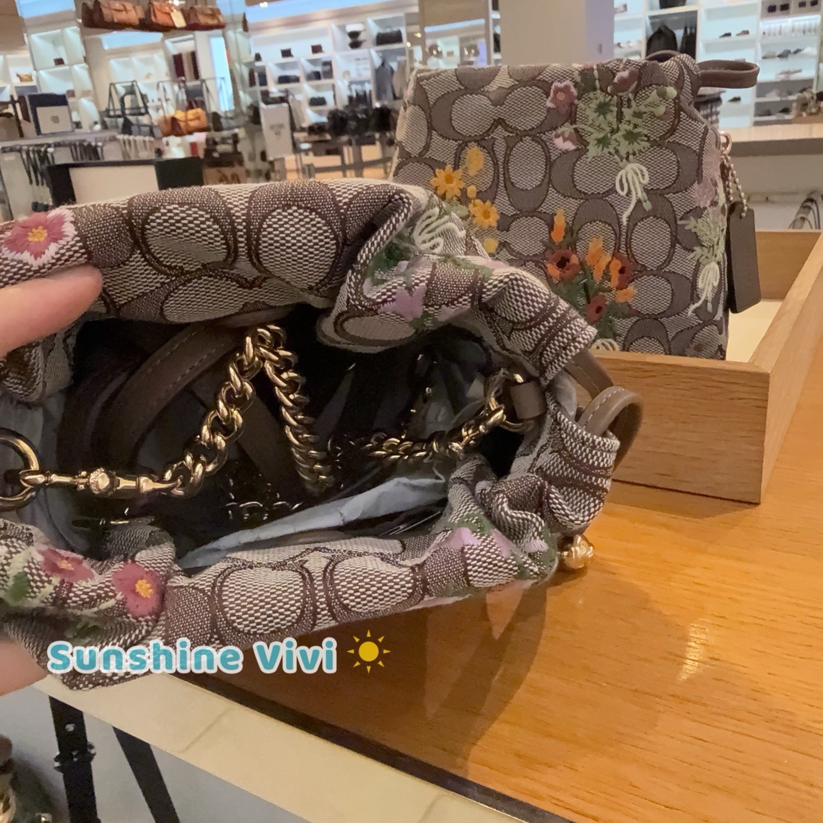 NWT Coach Faye Mini Drawstring Bag Signature Jacquard Floral Embroidery CDZ94