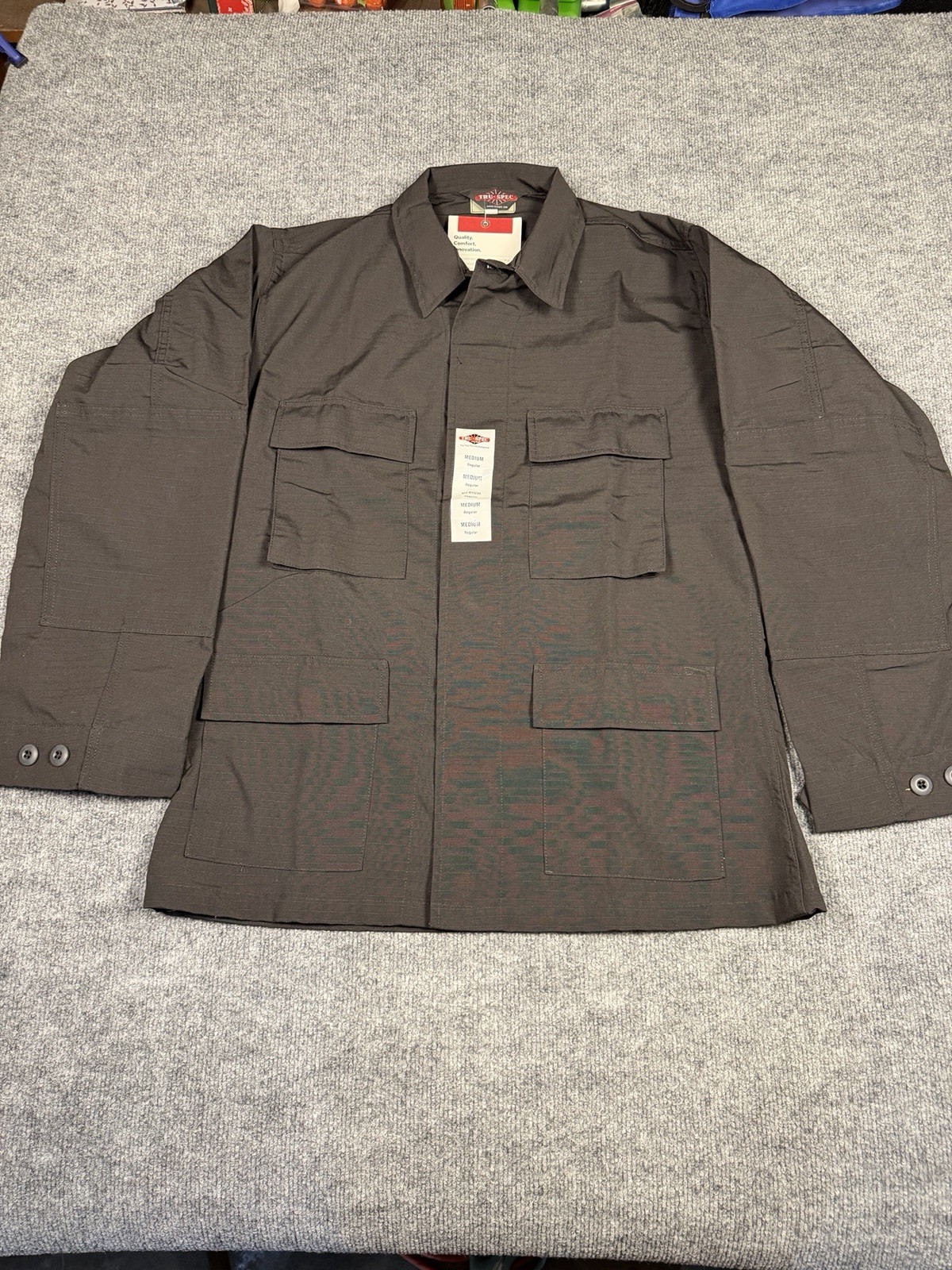 Tru-Spec Tactical Uniform Shirt Black Medium Regular Ripstop BDU NEW Tags