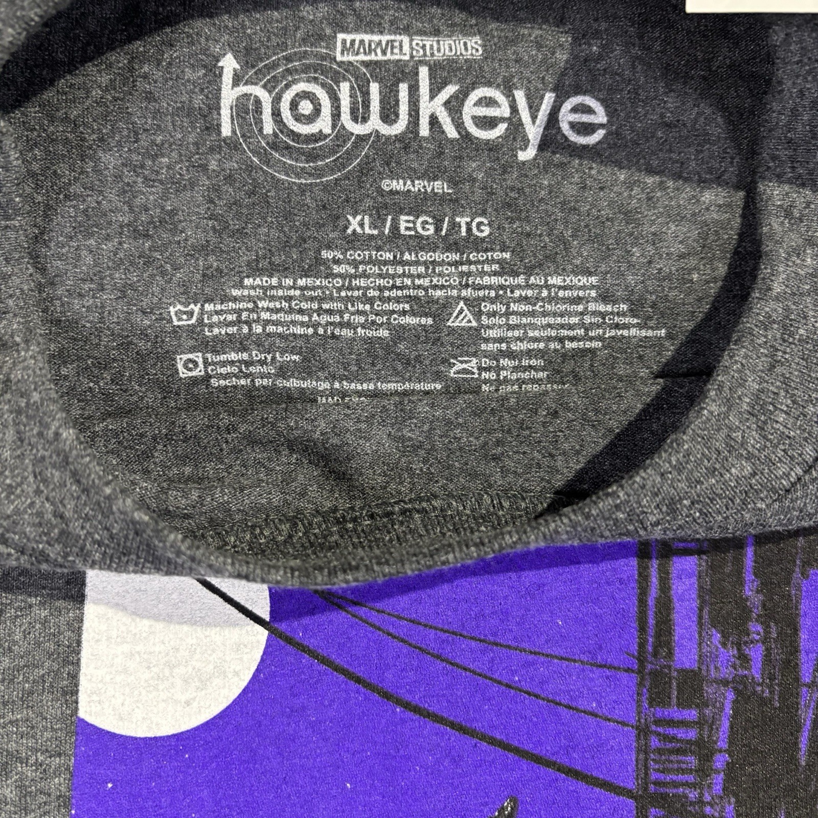 Disney Marvel Studios Hawkeye TV Show Clint Kate Bishop Gray XL Graphic T-Shirt