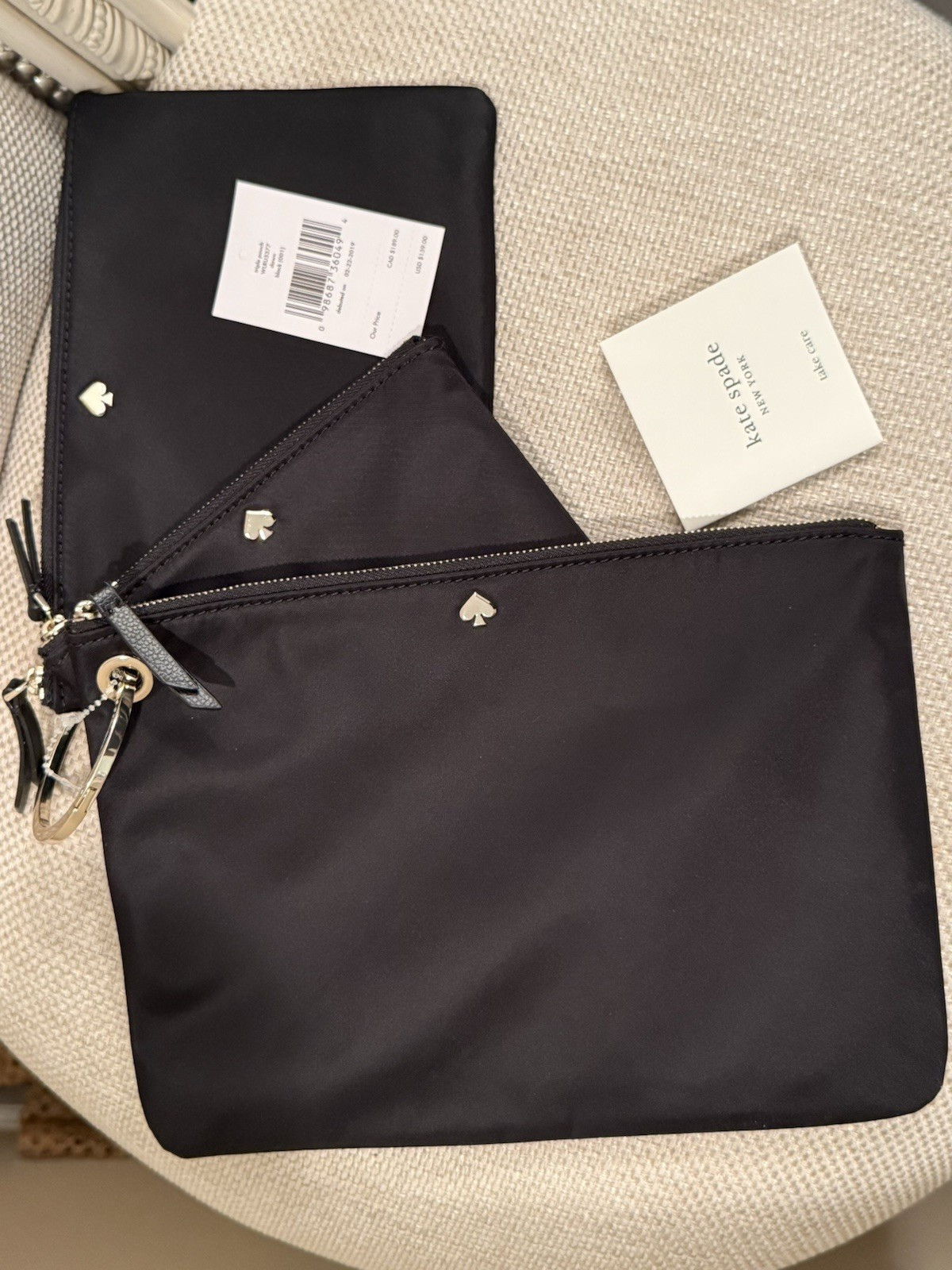 Kate Spade Dawn Triple Pouch Set 3 Piece Nylon Organizer Makeup Travel WLRU5377