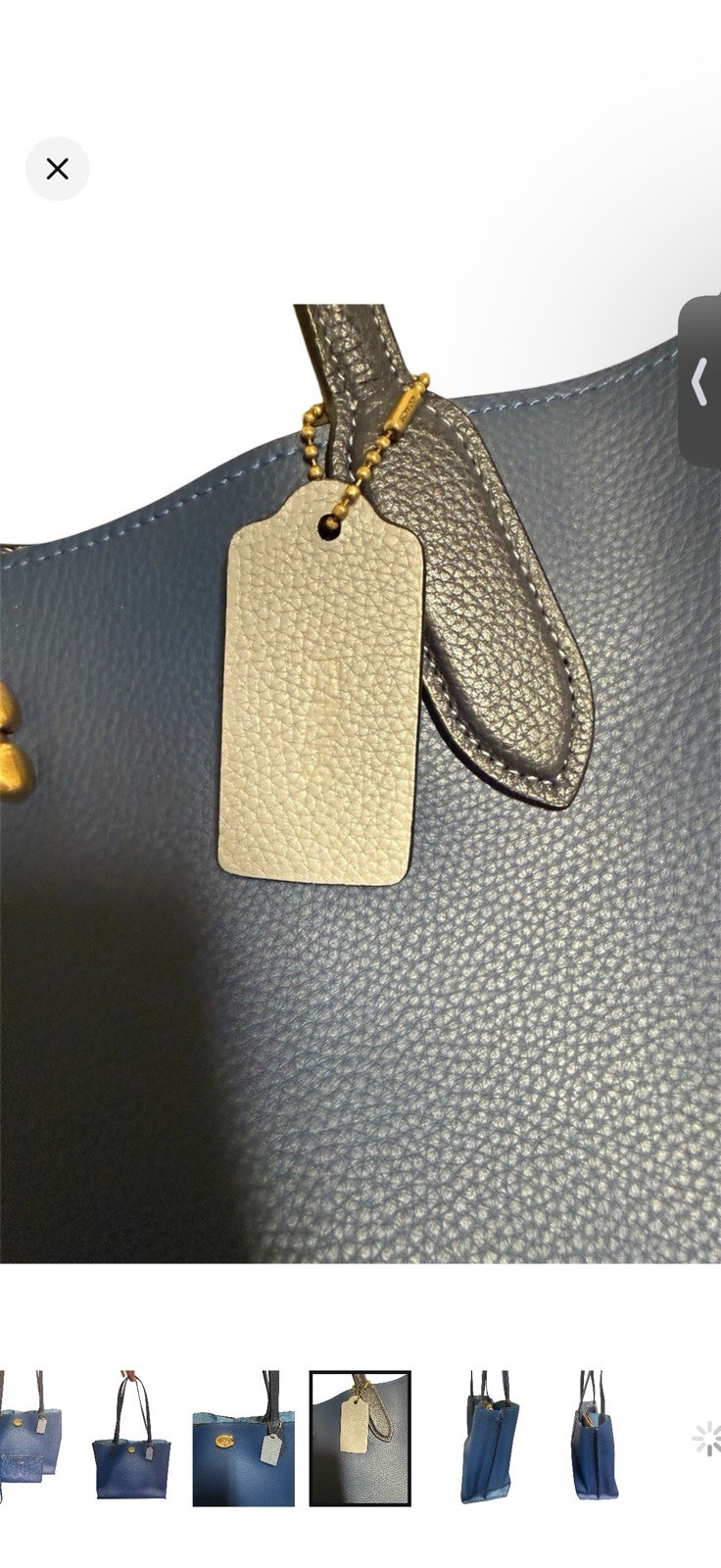 Coach Willow Blue Pebbled Tote Turnlock & Zip Gold Hardware w/ Wristlet