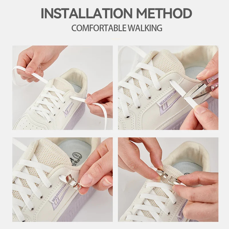 1Pair Elastic Laces Sneakers Tennis Flat Shoelaces Without ties Kids Adult L