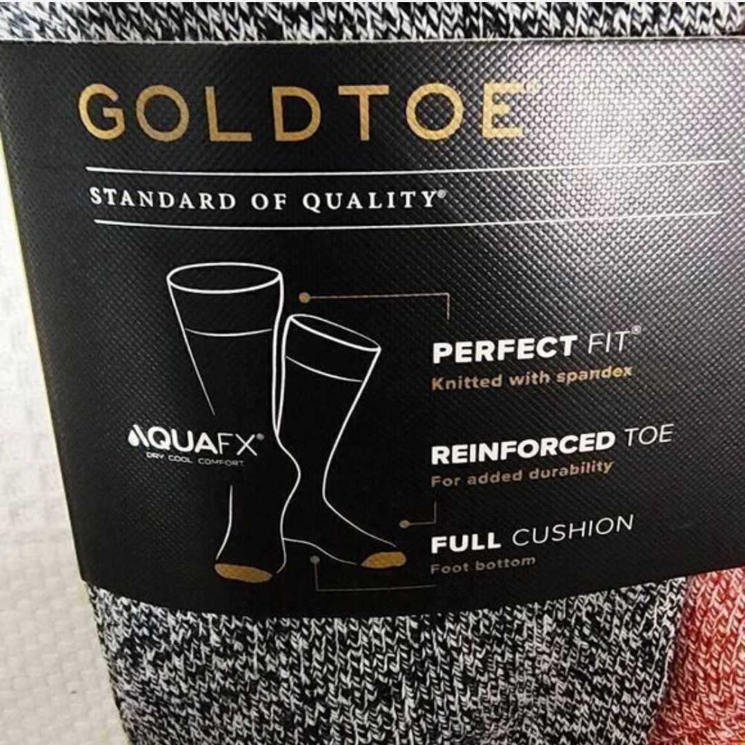 GOLD TOE Men’s Cushioned Crew Socks Reinforced Toe 6-Pair Size 6-12.5 Multi
