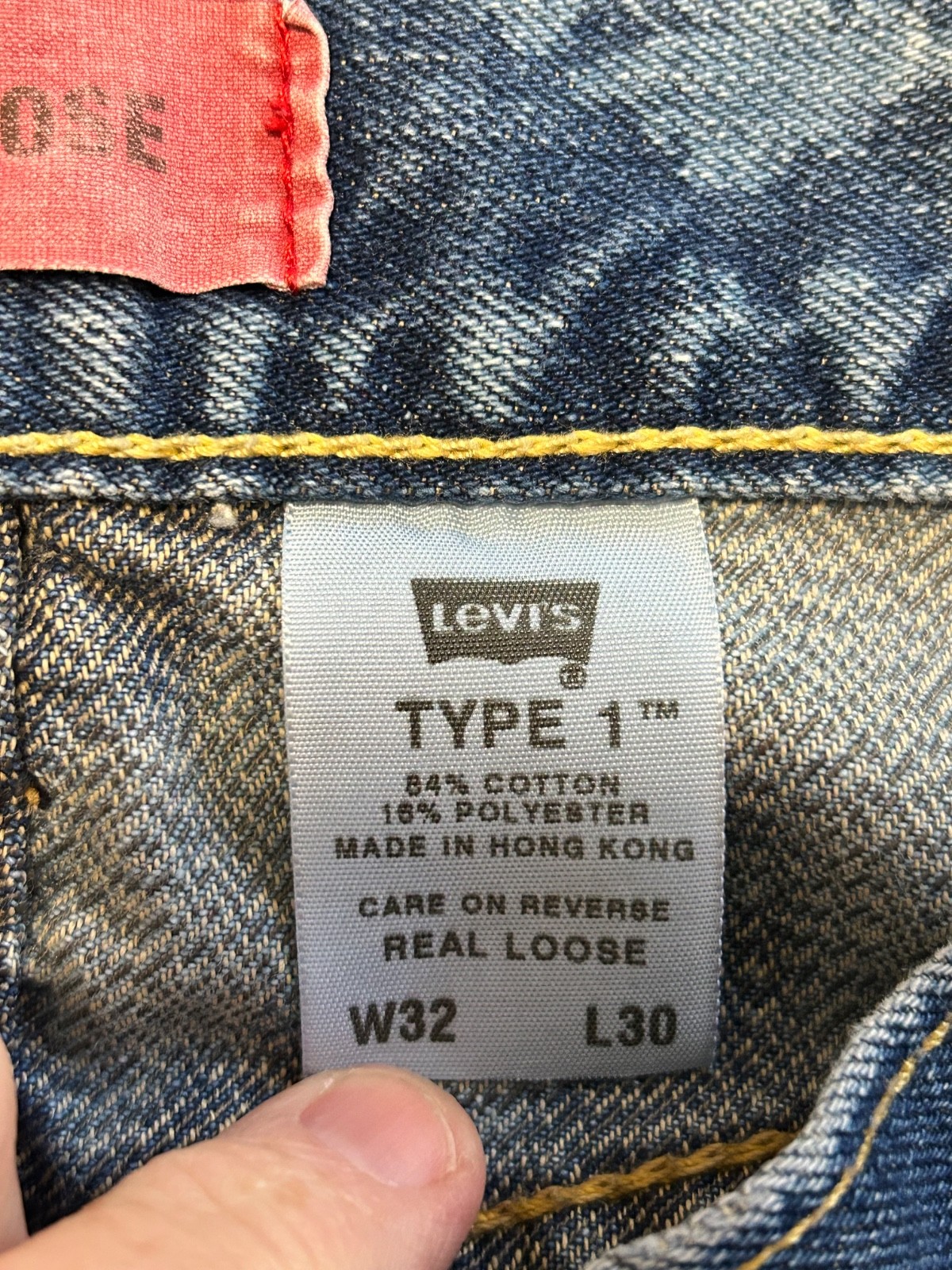 Levi’s Type 1 Real Loose EUC vintage blue bleach splatter low rise jeans 32 30