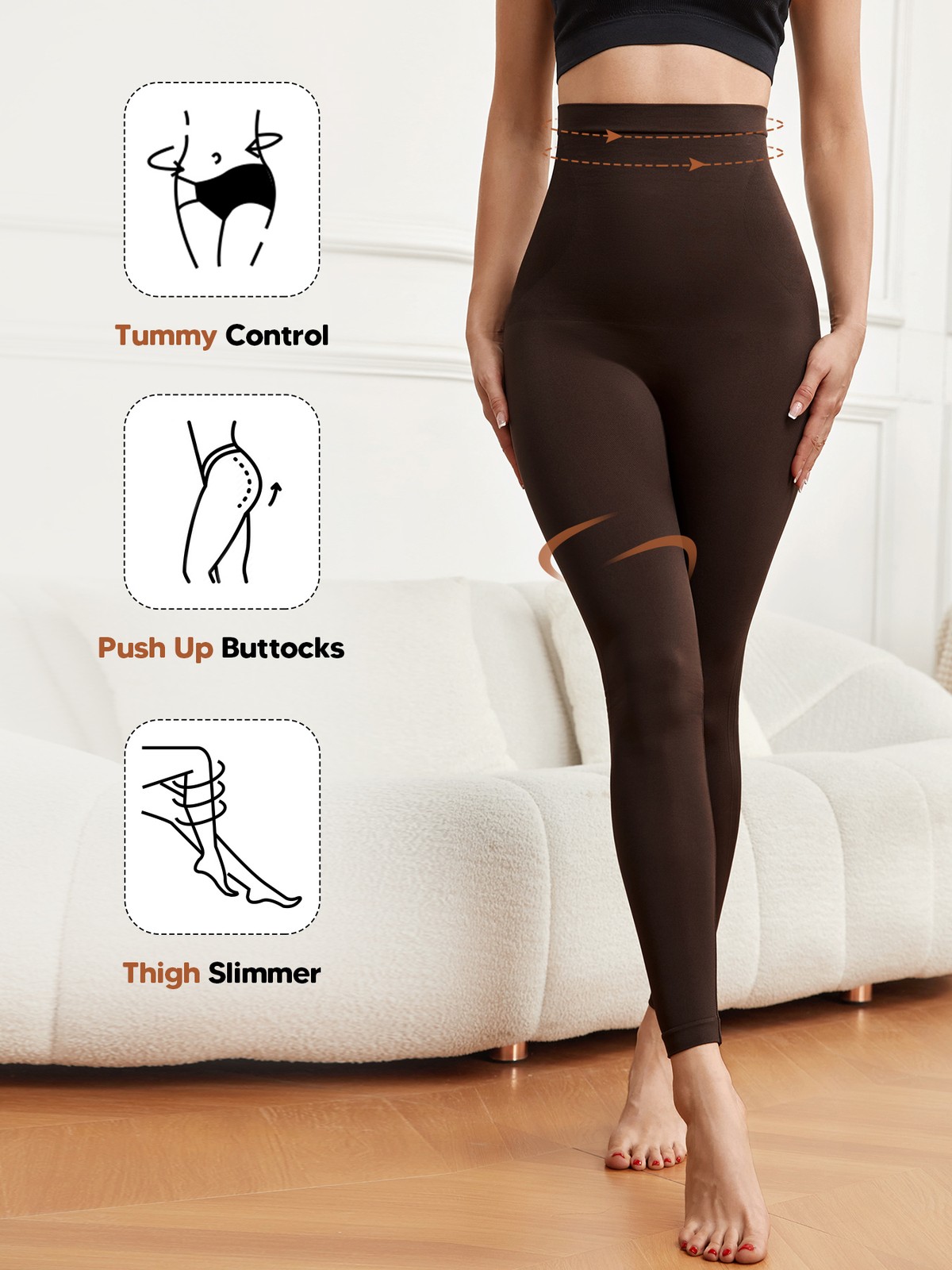 Anti Cellulite Compression Leggings Leg Shaper High Waist Black Pants Shapewear