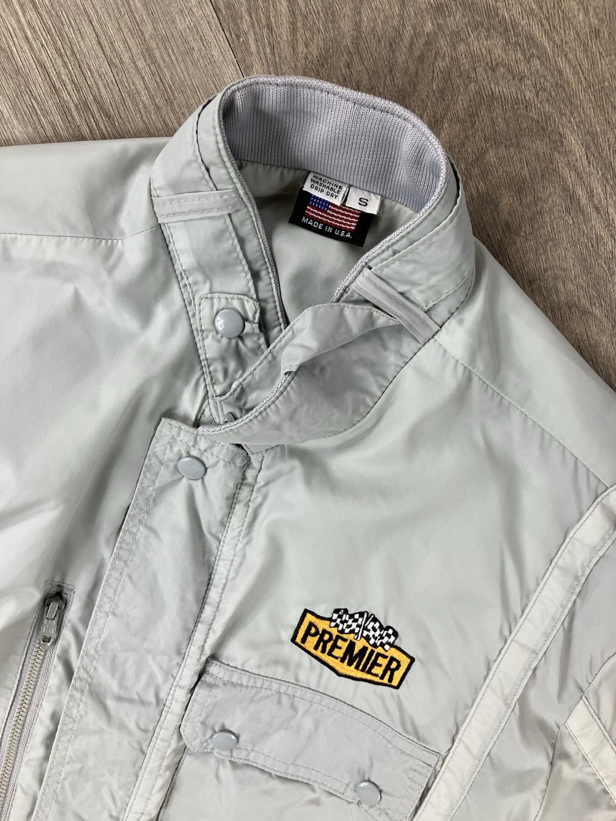 Vintage PREMIER Racing Jacket Gray Size Small Made in U.S.A.