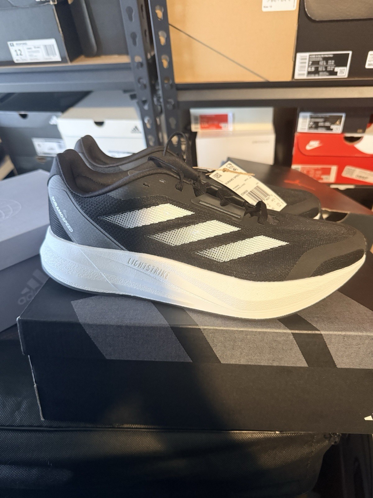 ID9850 | adidas Duramo Speed Mens US 10.5 | BLCK/WHT | running shoe