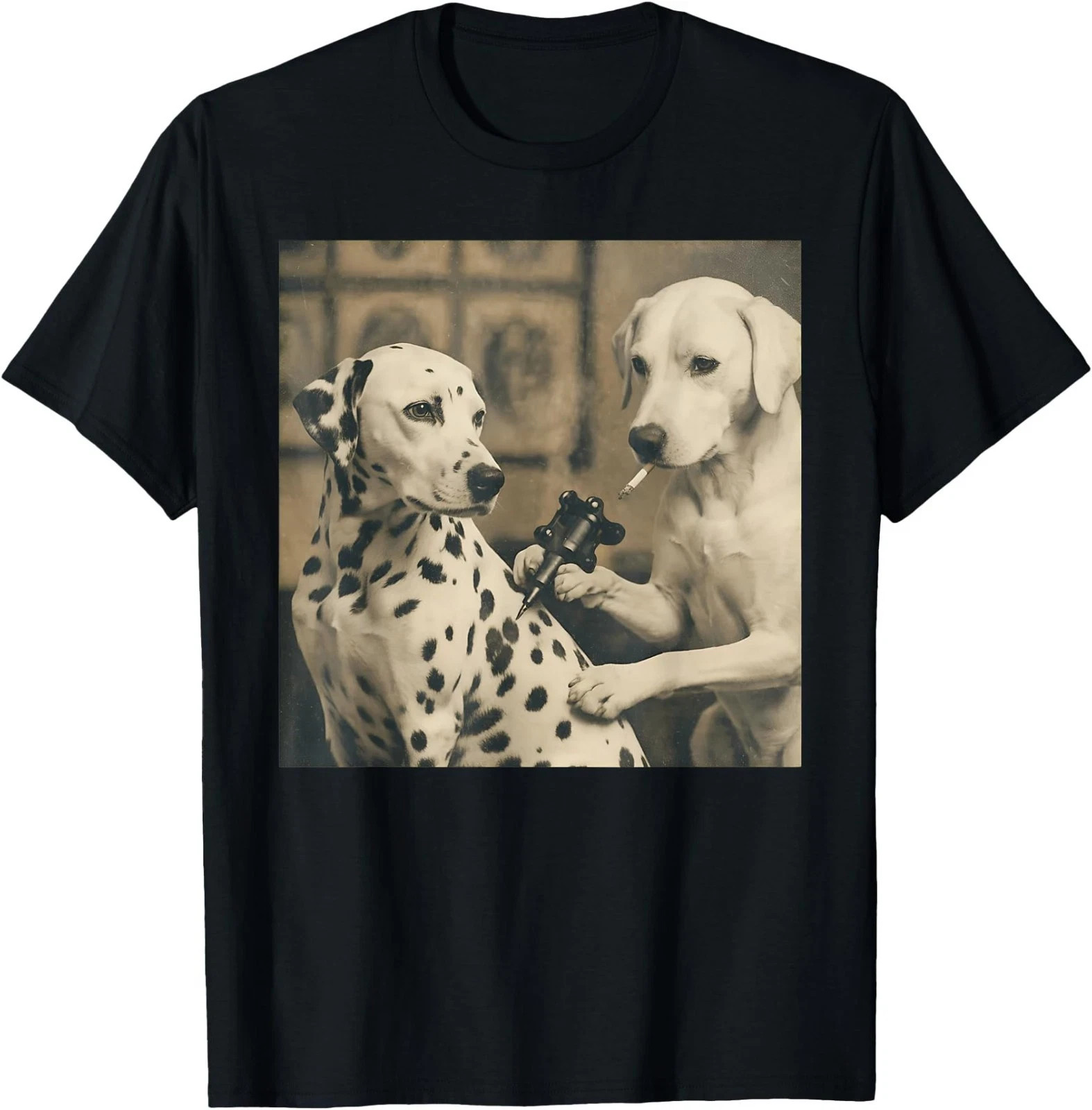 Retro Dalmatian Dog Tattoo Artist Funny Meme Graphic UNISEX T-Shirt