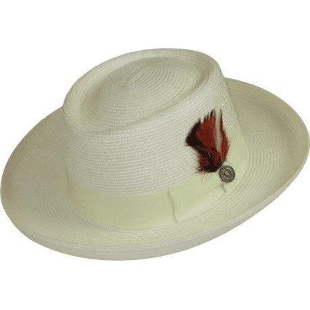 Men Bruno Capelo Braid Straw Style Spring Hat Wide Brim GAMBLER GAMS205 Ivory