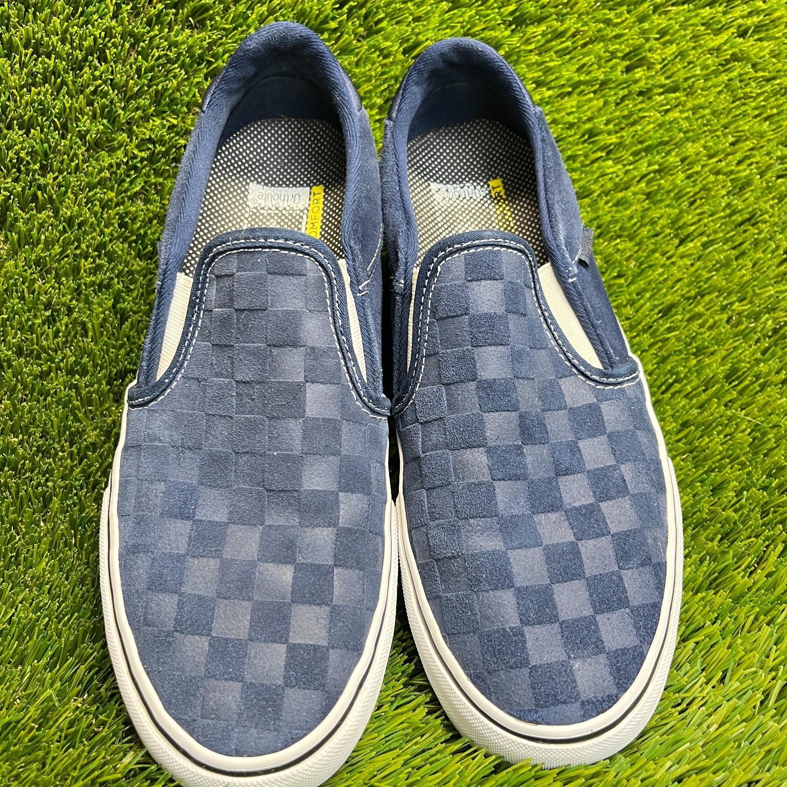 Vans Asher Deluxe Mens Size 8.5 Blue White Athletic Walking Skate Shoes Sneakers