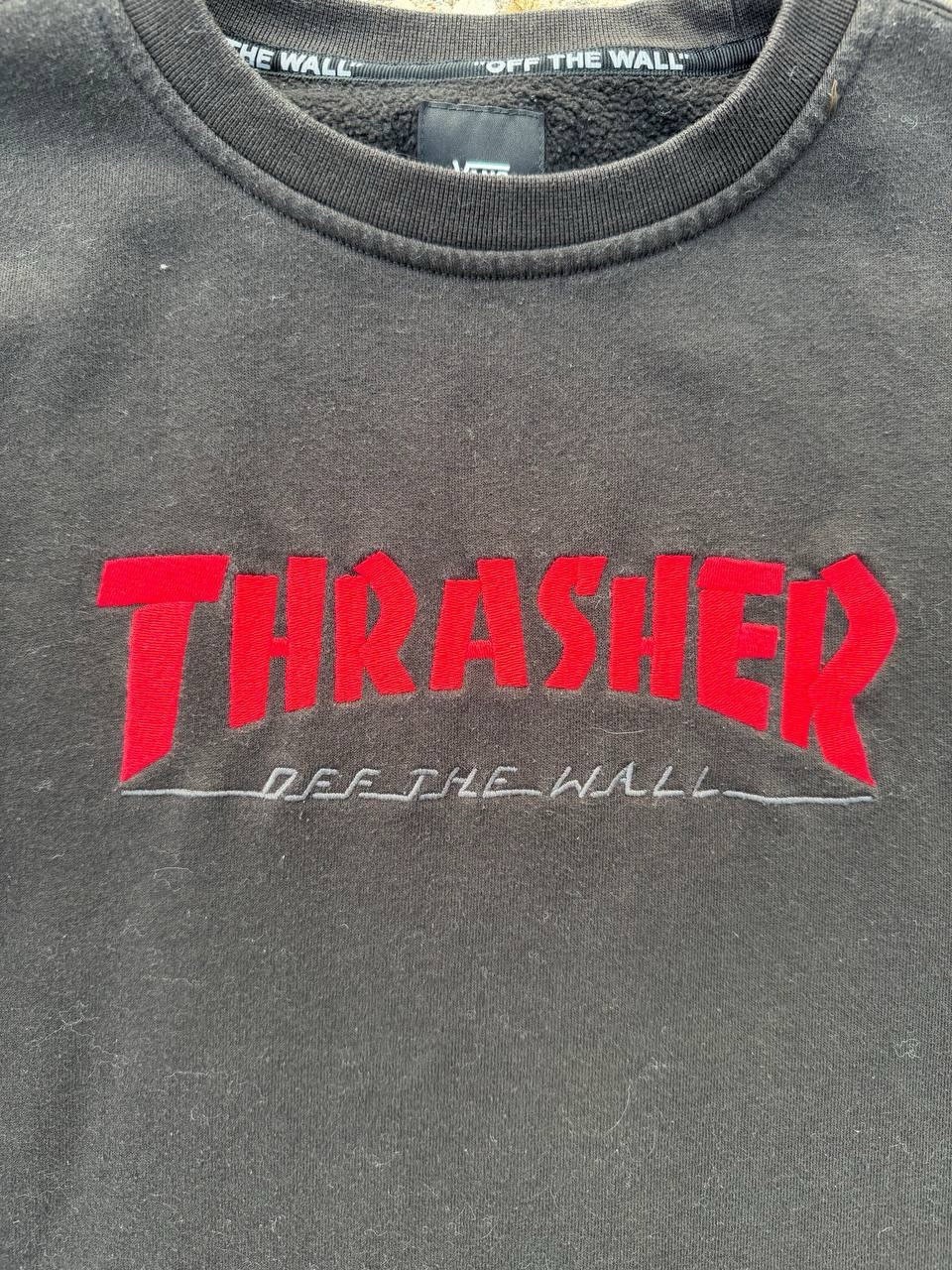 VANS x Thrasher Off The Wall Big Kids Pullover Crewneck Sweatshirt Black XL