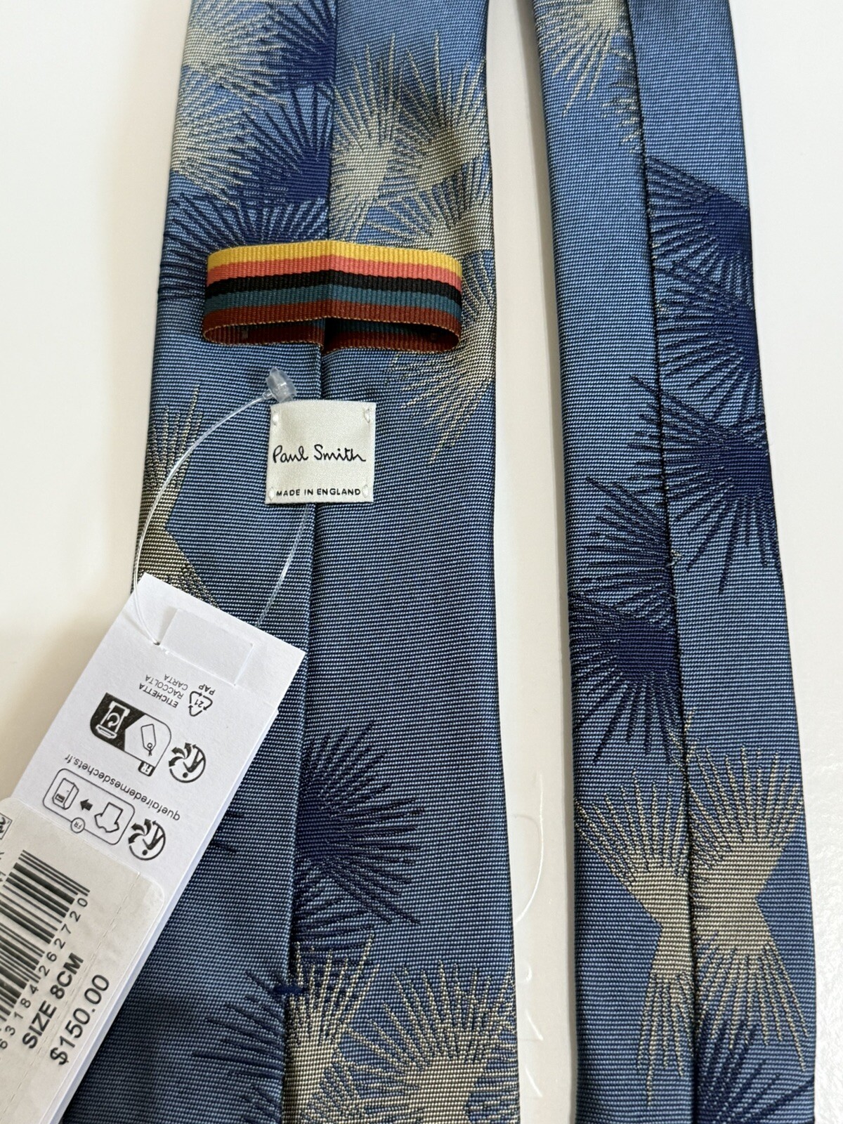 Paul Smith Sun Flare Woven Silk Tie In Blue Color (England, Width 8cm).
