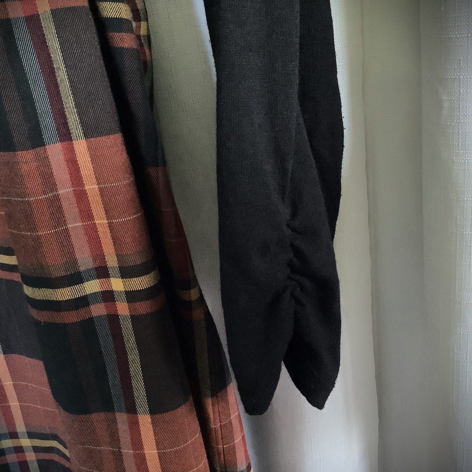 Monroe & Main Belted Midi Dress Vtg Size 18W Plaid Black Brown Yellow USA-Made
