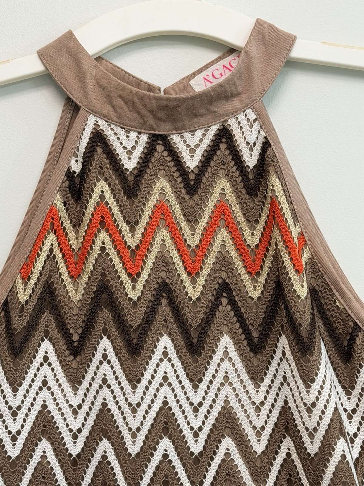 A’Gaci Multicolor Chevron Patterned Halter Neckline Women’s Tank Top SZ S