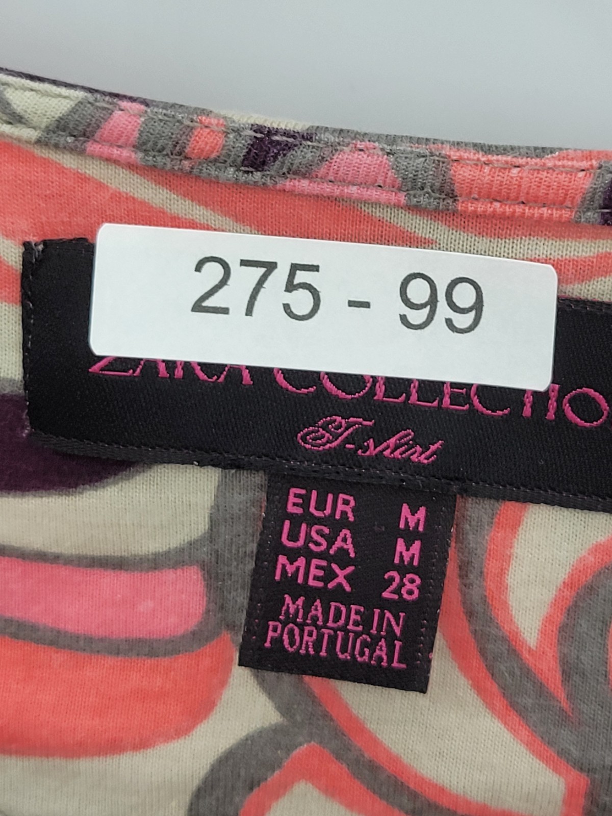 Zara Collection Top Womens Medium Pink Tan Black Artsy Knit Pullover Boho