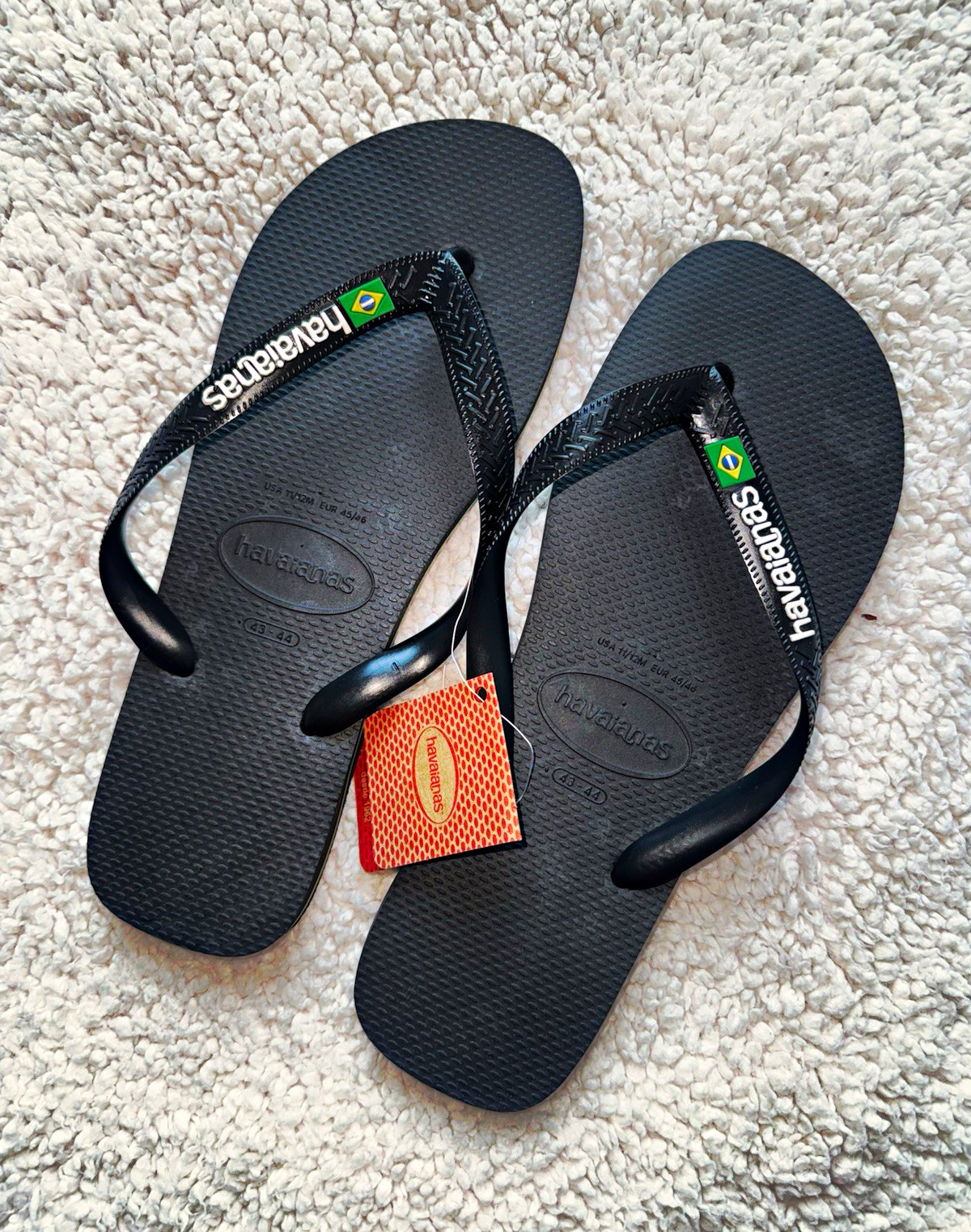 Havaianas Brasil Logo Men’s Black Flip Flop Sandals Slip-On Rubber US 11
