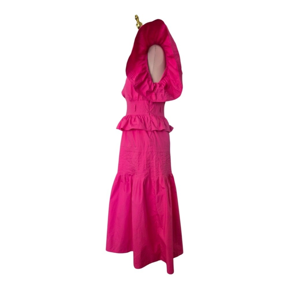 Wishlist Apparel Fuchsia Pink Ruffle Sleeve Peplum Midi Dress Women’s Small NWT