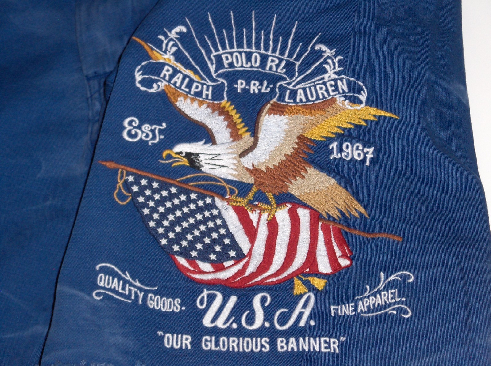POLO RALPH LAUREN Men’s Eagle USA Flag Vintage Straight Fit Flat Front Shorts