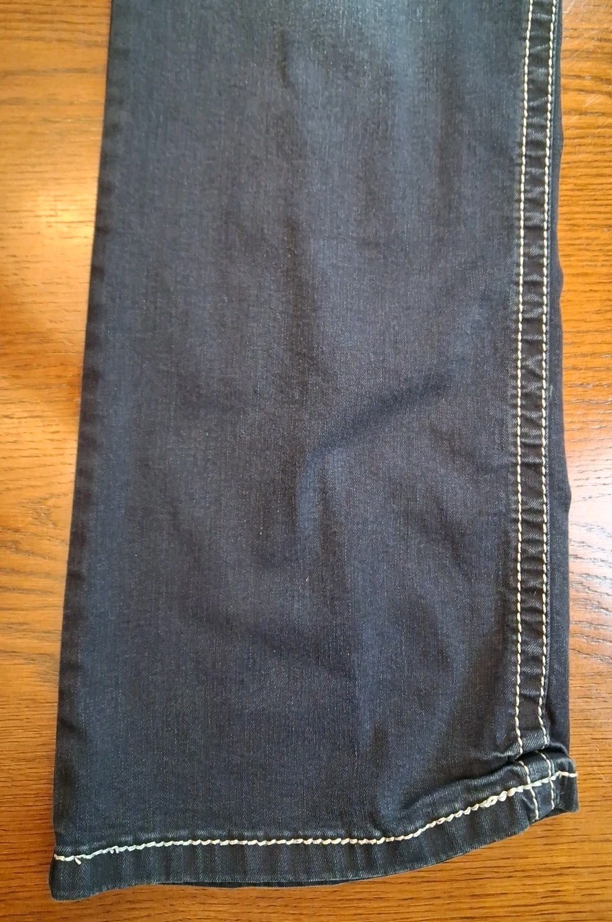 Amethyst Jeans Womens Size 16 Blue Taper Stretch Denim Embroidered Pockets