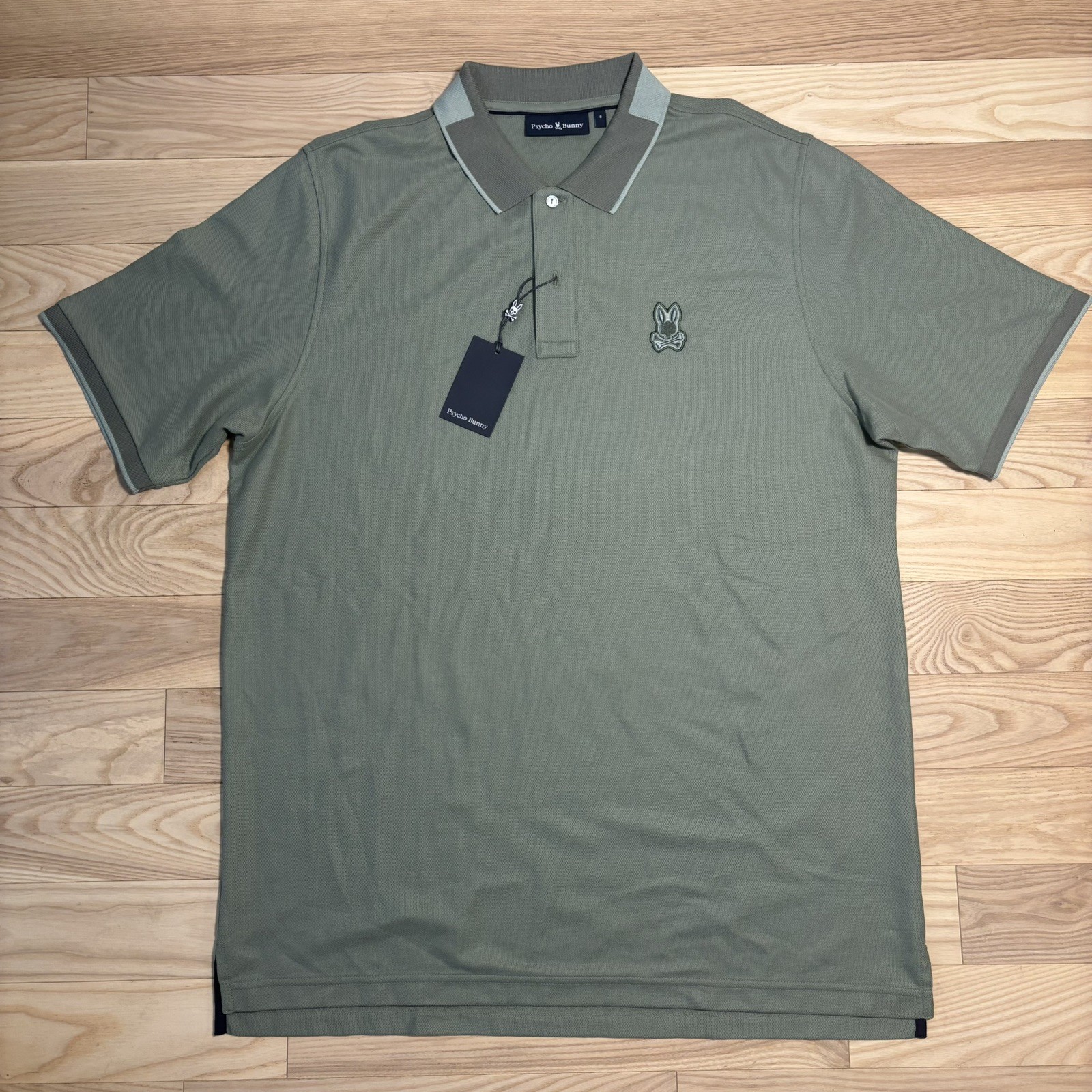 NWT Psycho Bunny Mens Sea Spray Green Short Sleeve Pique Polo Size 8 XXL Cotton