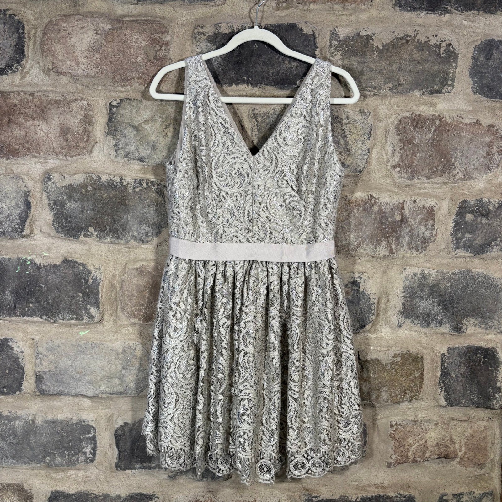 Robert Rodriguez Dress Size 10 Sleeveless Lace Metallic Party Cocktail Formal