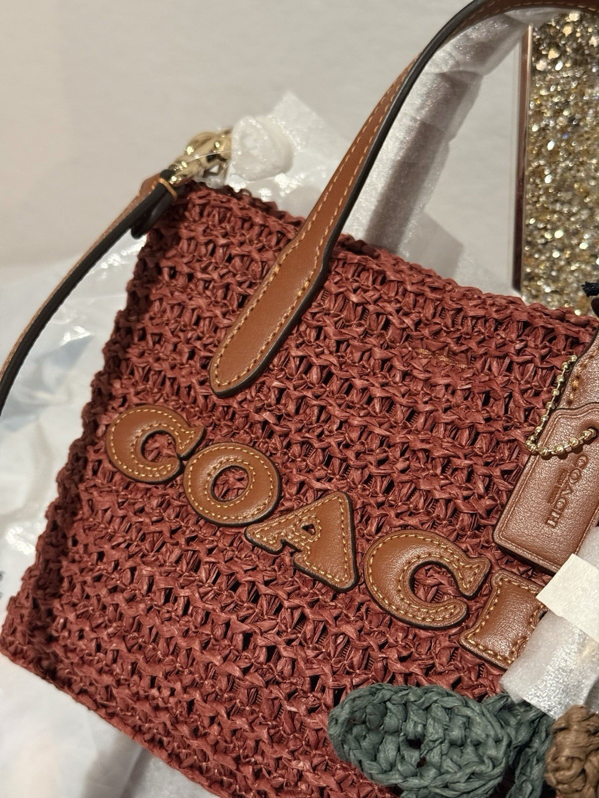 coach City Mini Tote Bag With cherry and bear Charms CEU30 NWT
