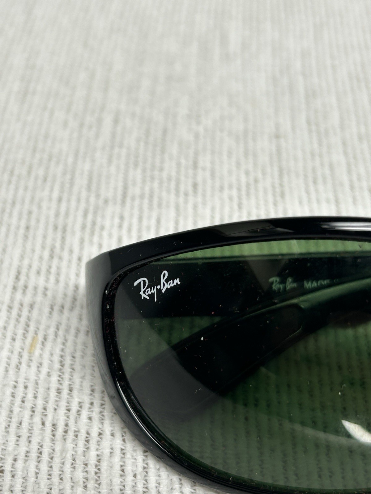 Ray-Ban RB4188 Wrap Sunglasses Black Plastic Frame Green Tinted Glass Lenses