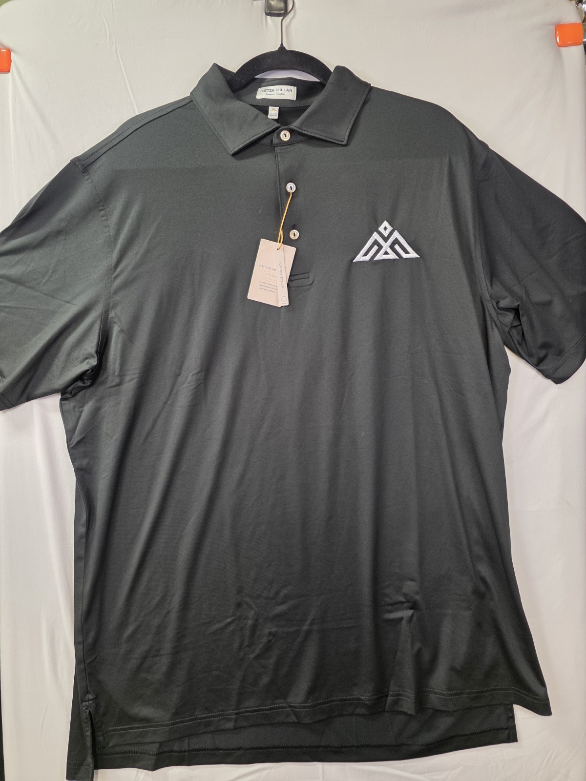 NWT Peter Millar Summer Comfort Polo XL Black Performance Golf Shirt #0005